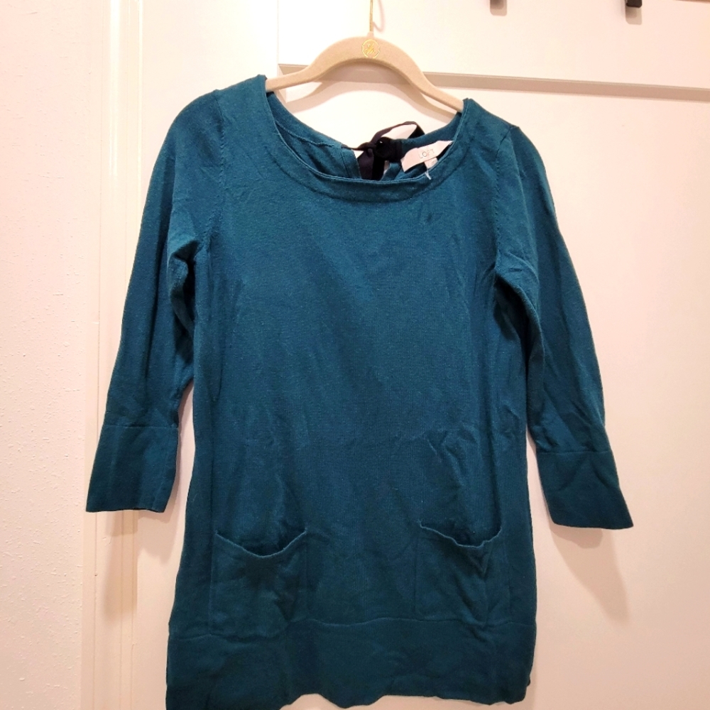 Loft Small Teal Three Quarter Sleeve Sweater